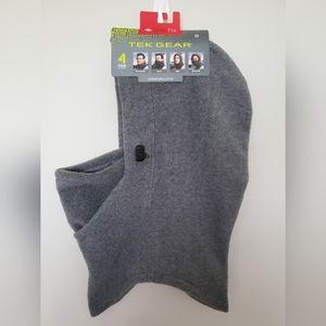 NEW Tek Gear Men's 4-in-1 Grey MicroFleece Hood & Neck Gaiter Winter Outdoor